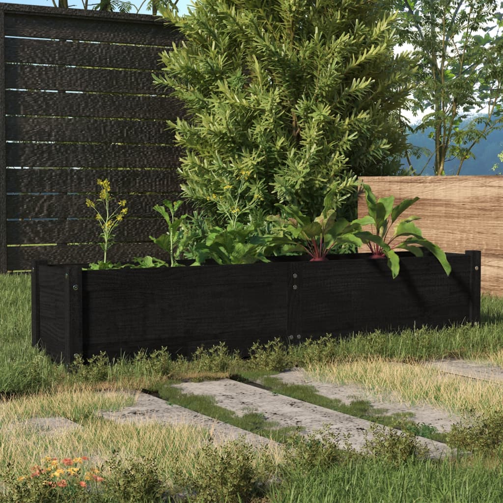 vidaXL Zahradní vyvýšený záhon černý 150 x 31 x 31 cm masivní borovice