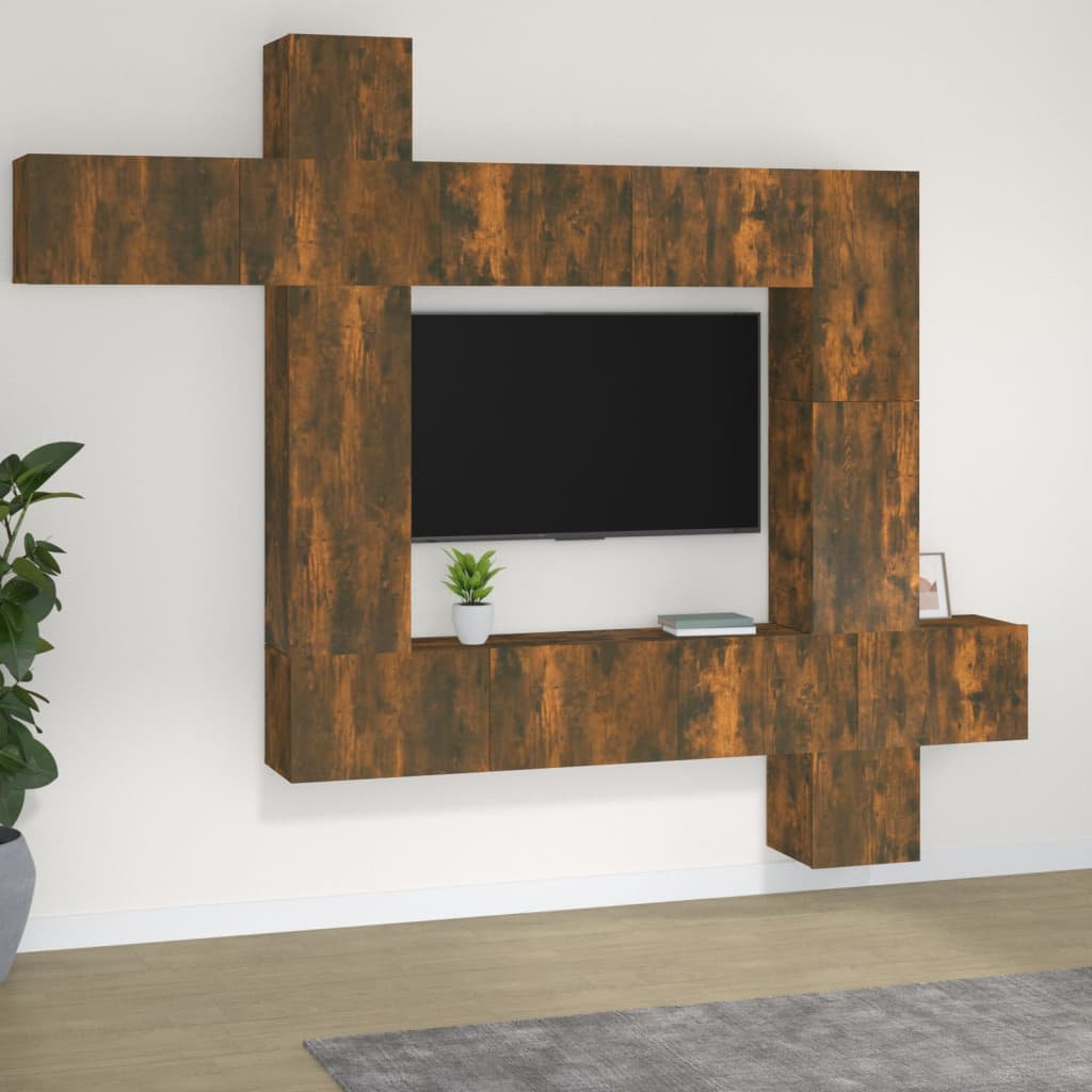 vidaXL 9dílný set TV skříněk kouřový dub kompozitní dřevo