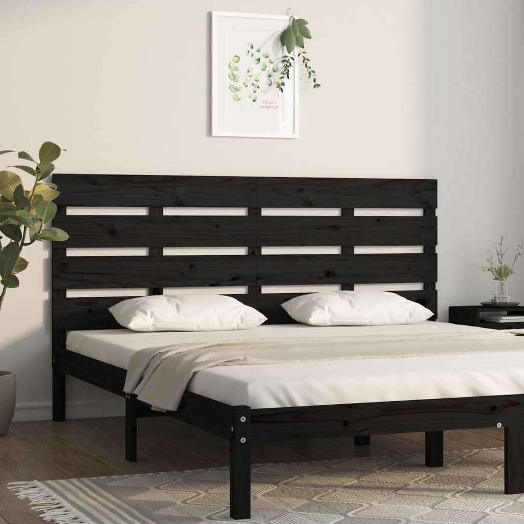 vidaXL Čelo postele černé 200 x 3 x 80 cm masivní borovice
