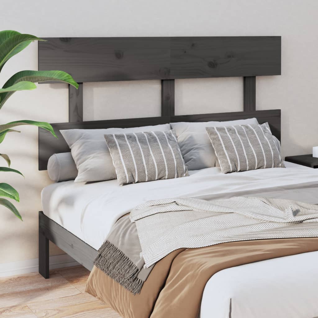 vidaXL Čelo postele šedé 124 x 3 x 81 cm masivní borovice