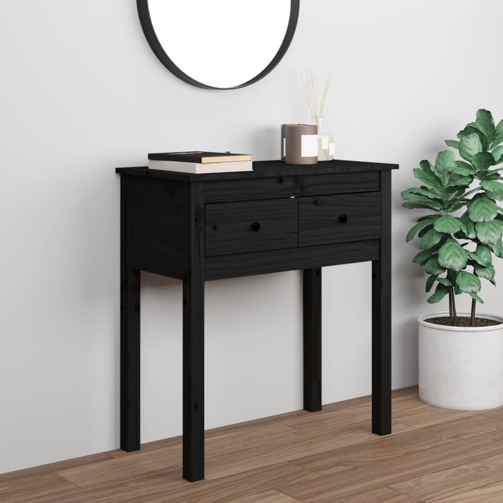 vidaXL Konzolový stolek černý 70 x 35 x 75 cm masivní borové dřevo