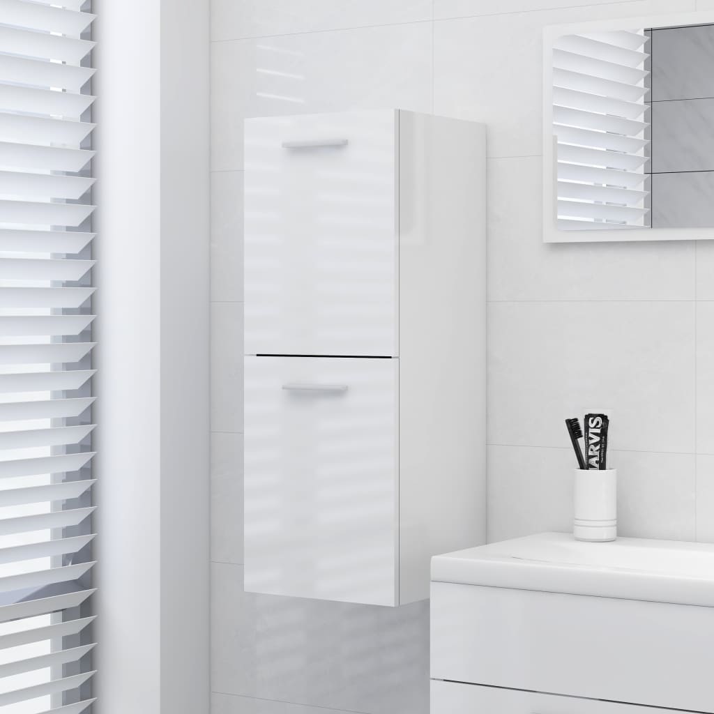 vidaXL Koupelnová skříňka bílá vysoký lesk 30 x 30 x 80 cm dřevotříska