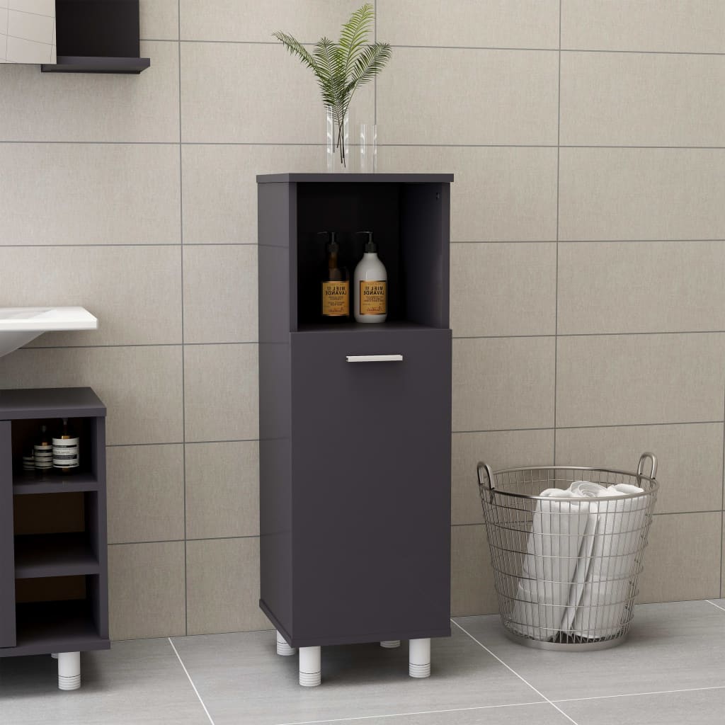 vidaXL Koupelnová skříňka šedá vysoký lesk 30 x 30 x 95 cm dřevotříska