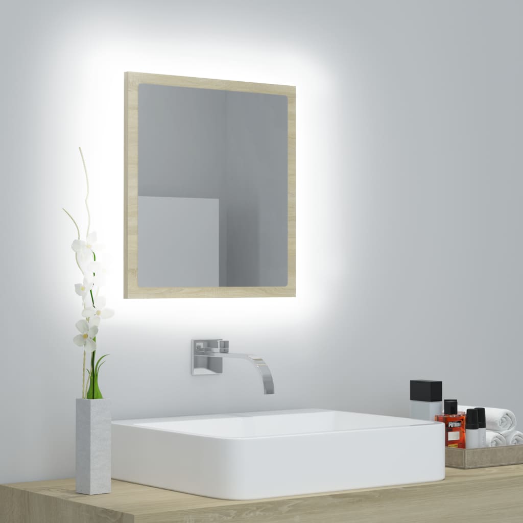 vidaXL Koupelnové zrcadlo LED dub sonoma 40 x 8