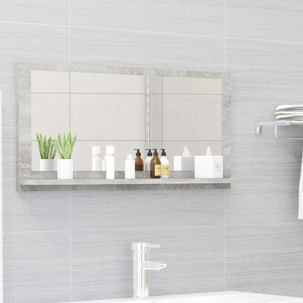 vidaXL Koupelnové zrcadlo betonově šedé 80 x 10