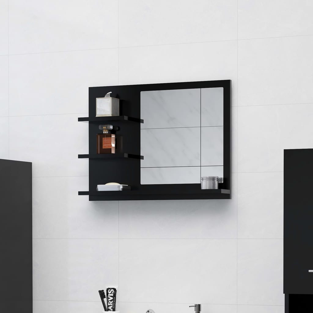 vidaXL Koupelnové zrcadlo černé 60 x 10