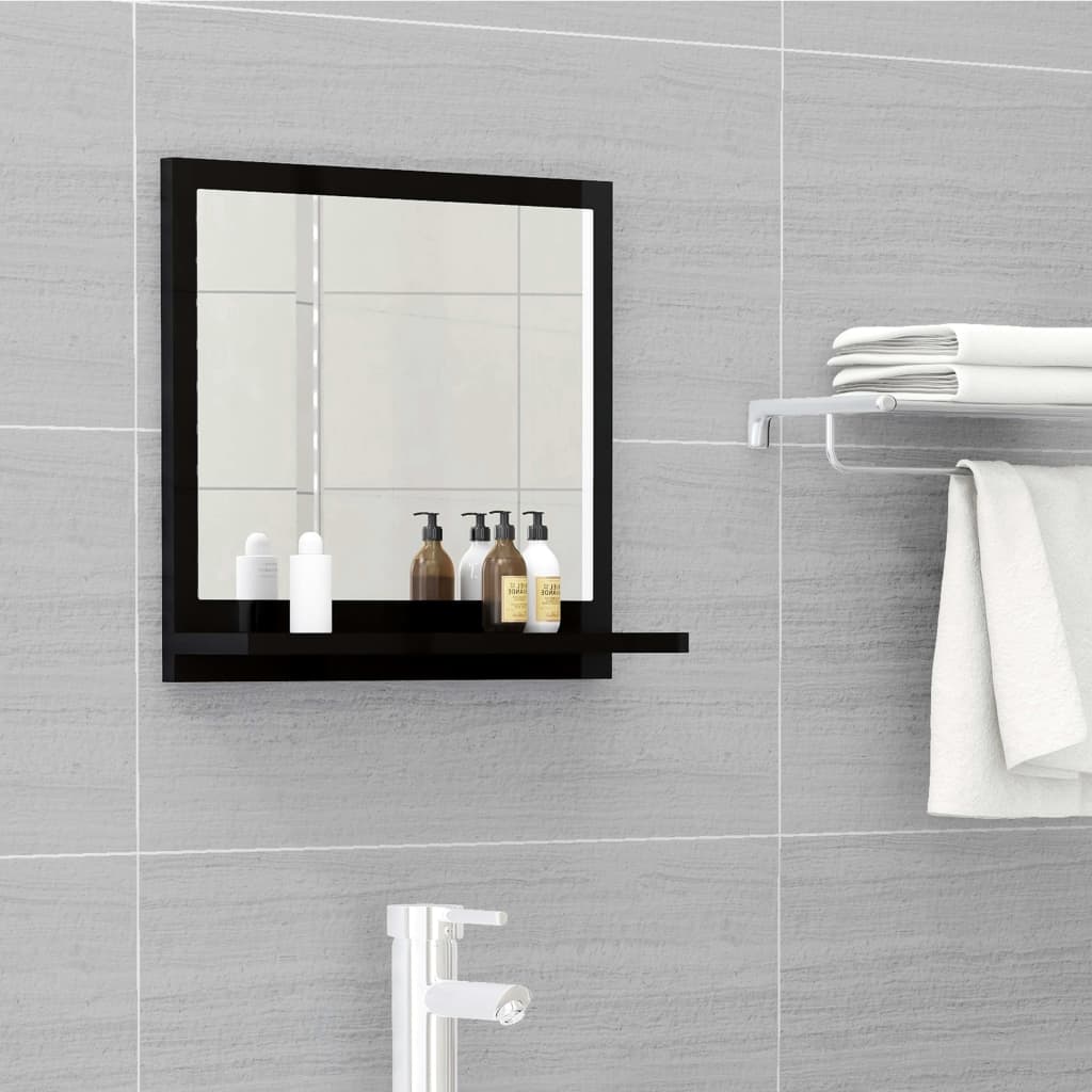 vidaXL Koupelnové zrcadlo černé vysoký lesk 40x10