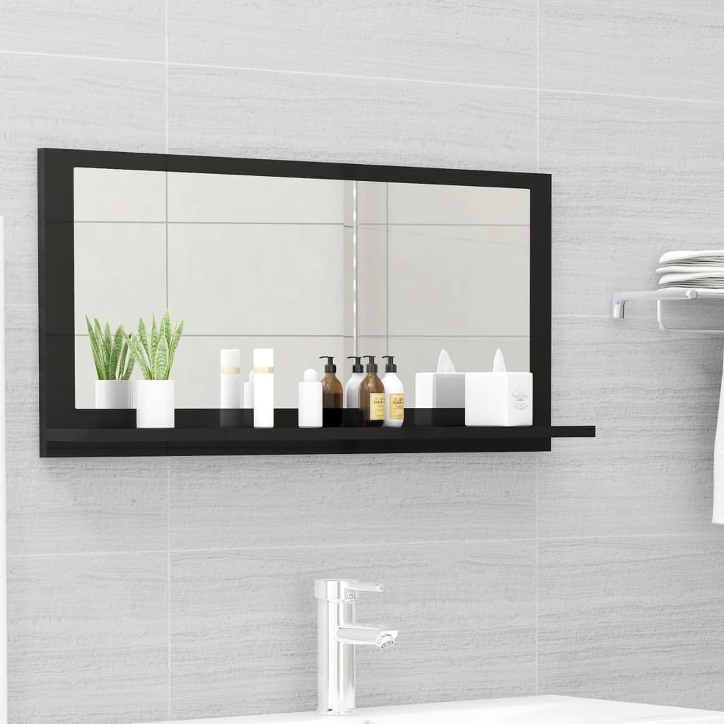 vidaXL Koupelnové zrcadlo černé vysoký lesk 80x10