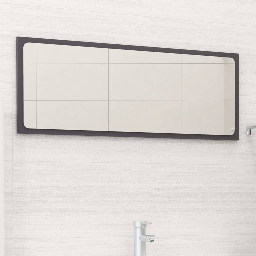 vidaXL Koupelnové zrcadlo šedé vysoký lesk 90x1