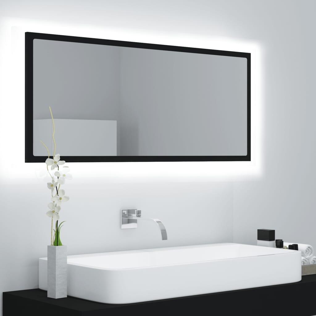 vidaXL LED koupelnové zrcadlo černé 100 x 8