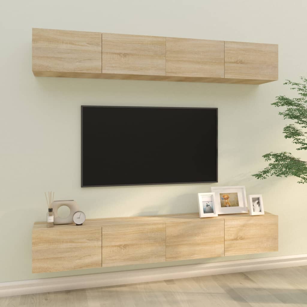 vidaXL Nástěnné TV skříňky 4 ks dub sonoma 100 x 30 x 30 cm