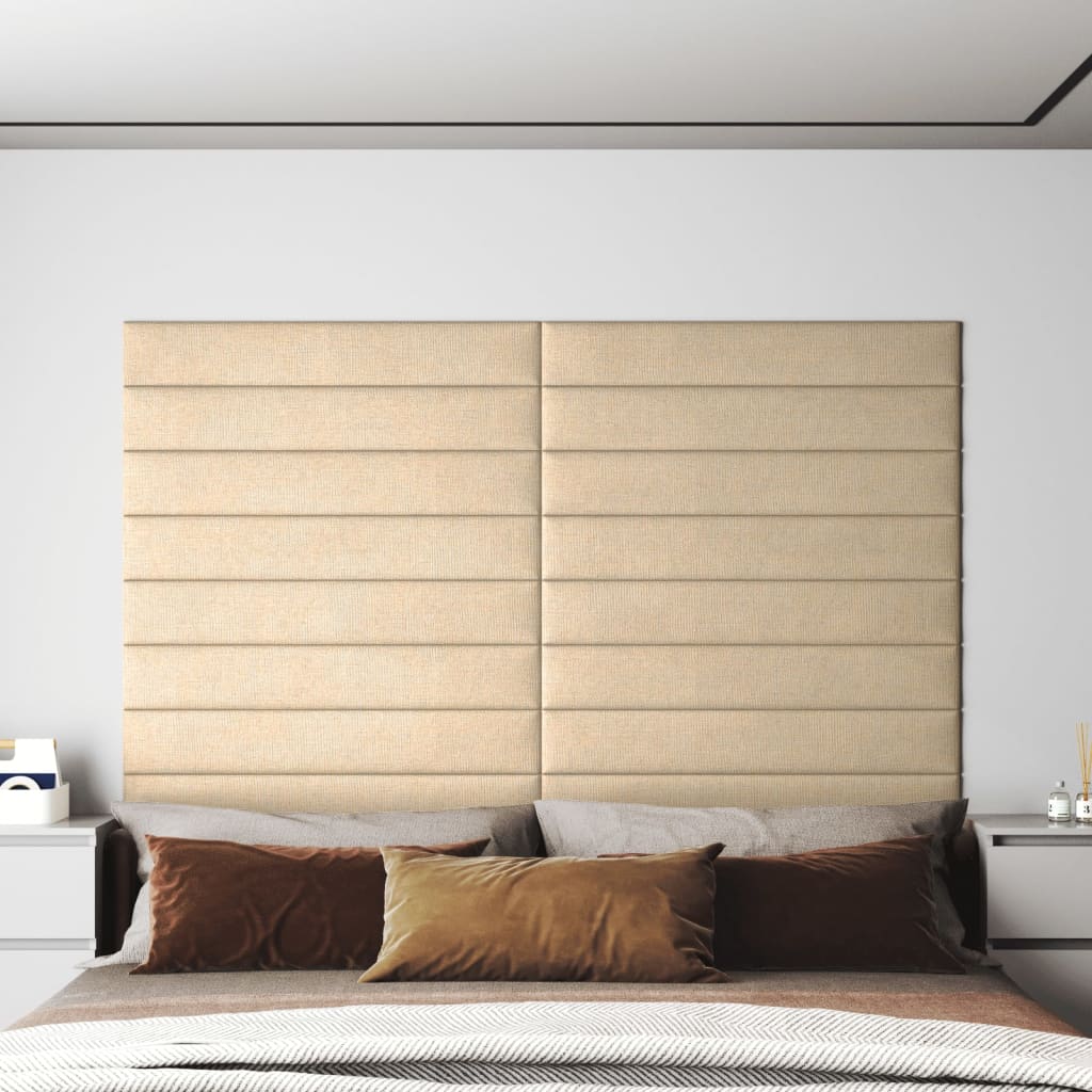 vidaXL Nástěnné panely 12 ks krémové 90 x 15 cm textil 1
