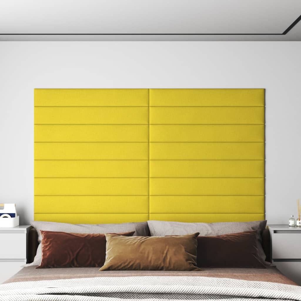 vidaXL Nástěnné panely 12 ks tmavě žluté 90 x 15 cm textil 1