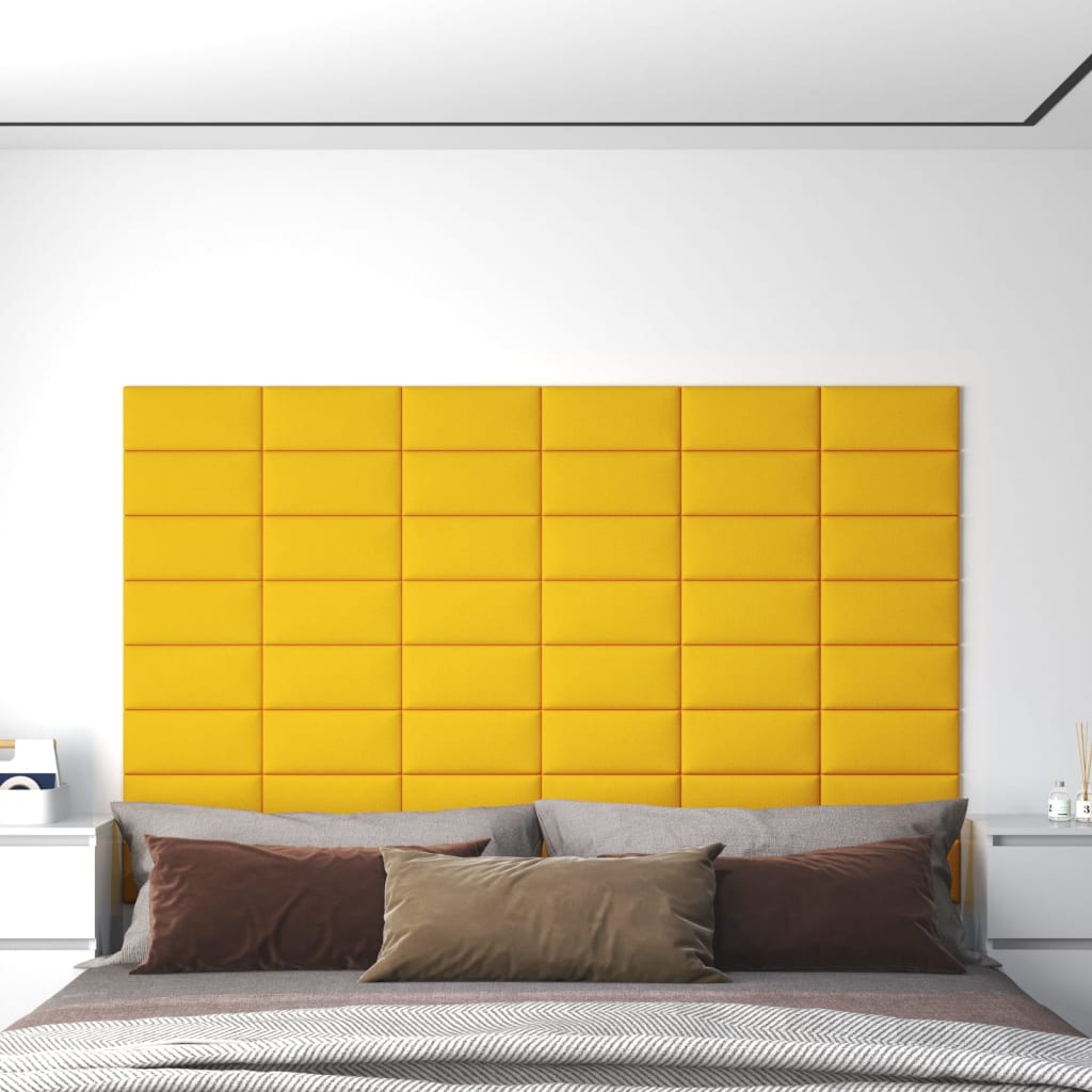 vidaXL Nástěnné panely 12 ks žluté 30 x 15 cm samet 0