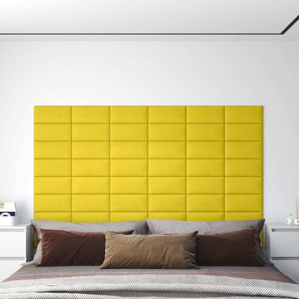 vidaXL Nástěnné panely 12 ks žluté 30 x 15 cm textil 0