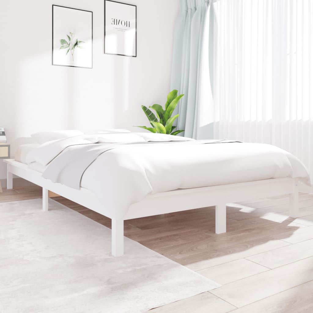 vidaXL Rám postele bílý 135 x 190 cm masivní borovice Double