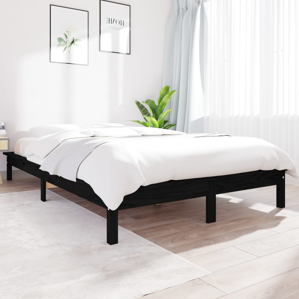 vidaXL Rám postele černý 120 x 190 cm masivní borovice Small Double