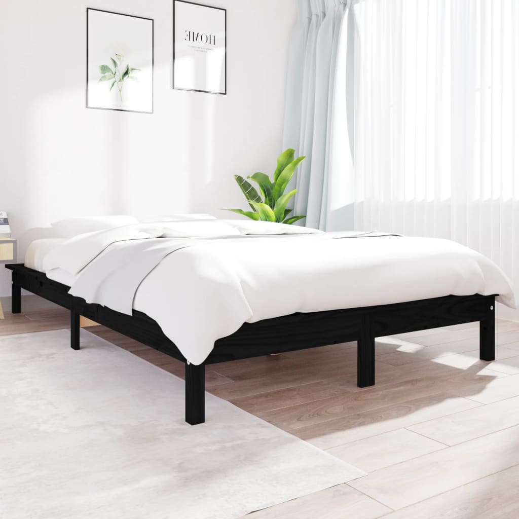 vidaXL Rám postele černý 180 x 200 cm masivní borovice Super King