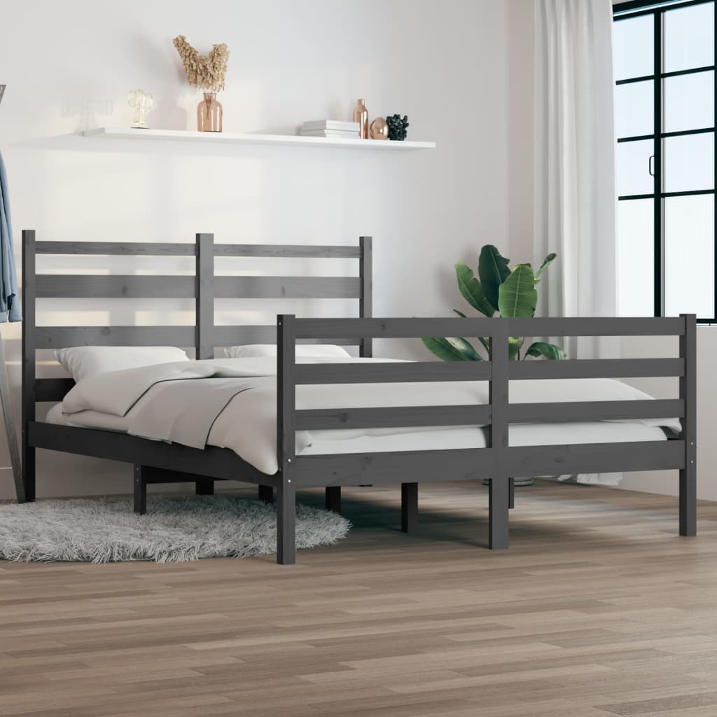 vidaXL Rám postele masivní borovice 160 x 200 cm šedý