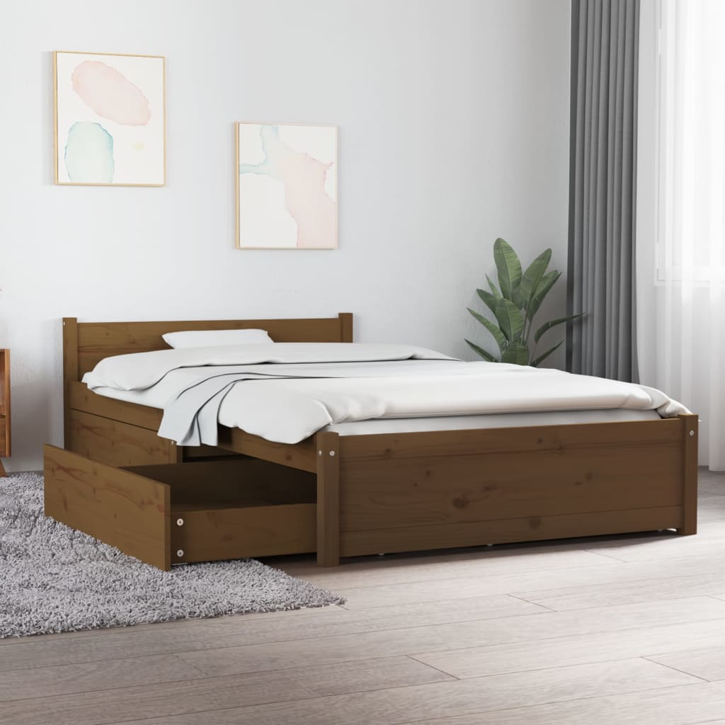 vidaXL Rám postele se zásuvkami medově hnědý 90 x 200 cm