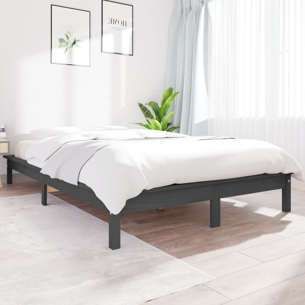 vidaXL Rám postele šedý 120 x 190 cm masivní borovice Small Double