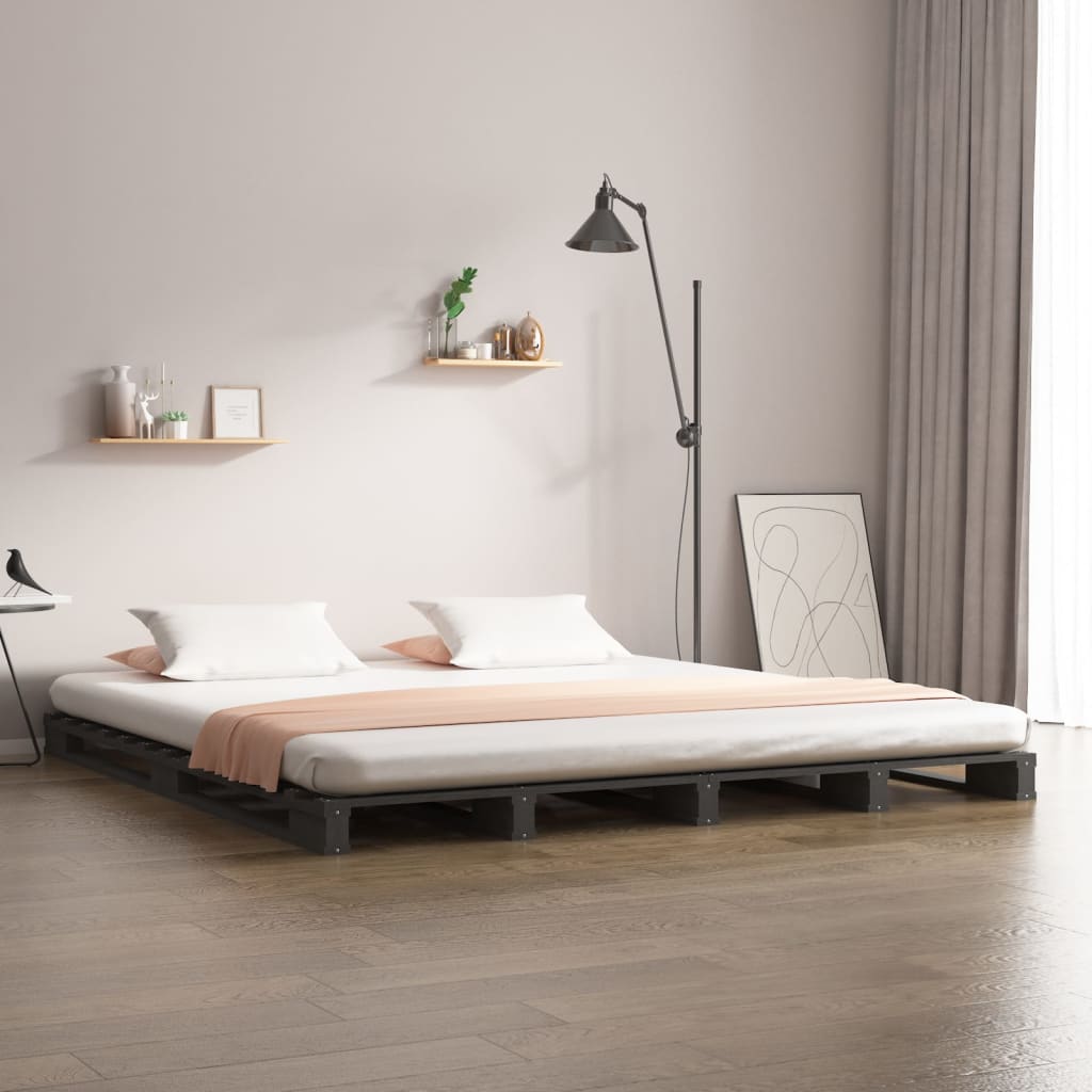 vidaXL Rám postele šedý 140 x 200 cm masivní borovice