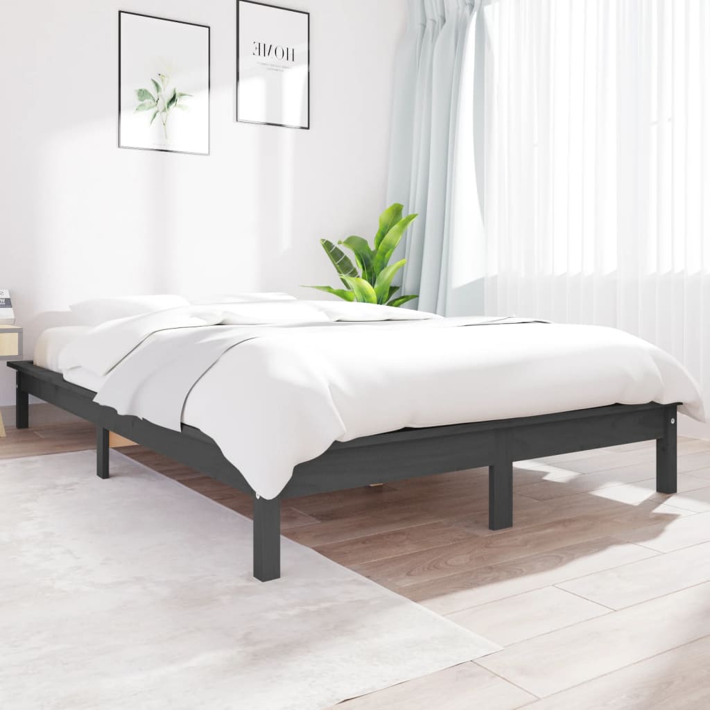 vidaXL Rám postele šedý 180 x 200 cm masivní borovice Super King