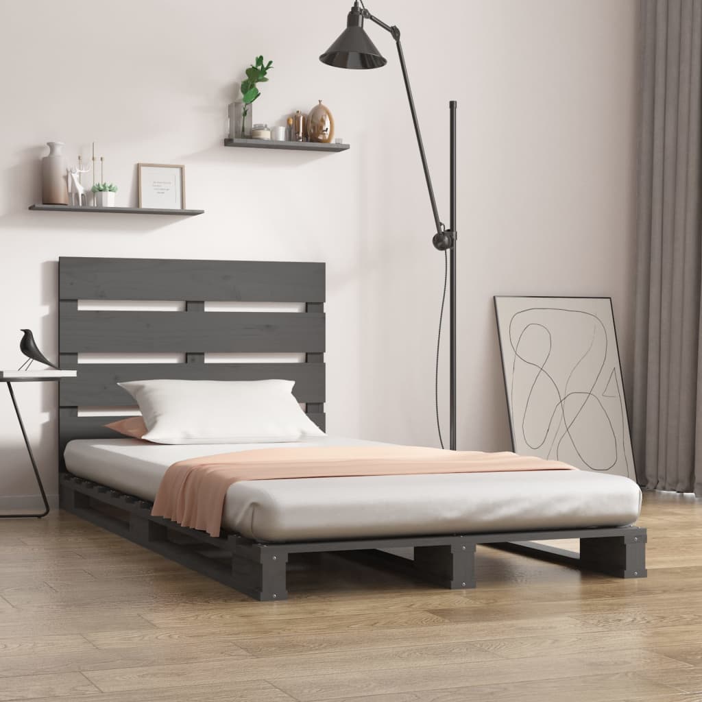vidaXL Rám postele šedý 75 x 190 cm masivní borovice Small Single
