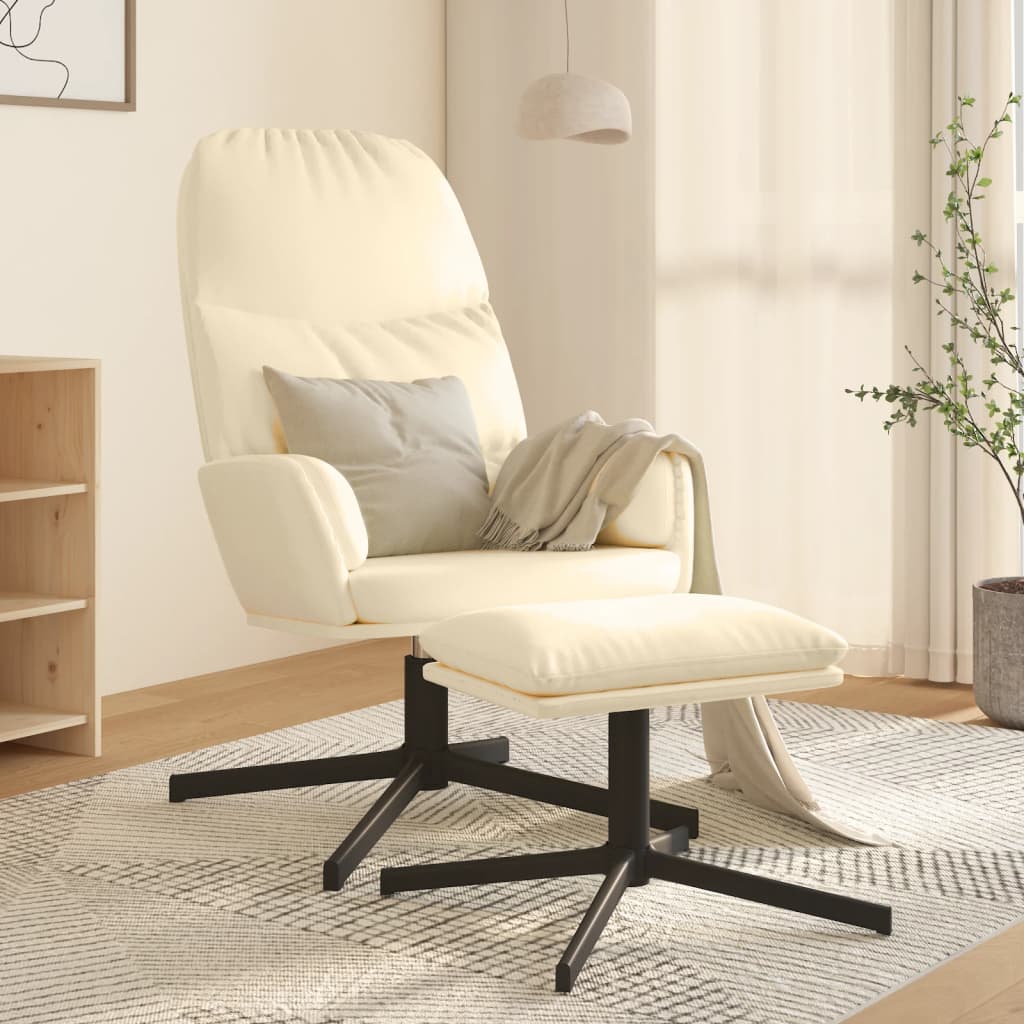 vidaXL Relaxační křeslo se stoličkou krémově bílé umělá kůže