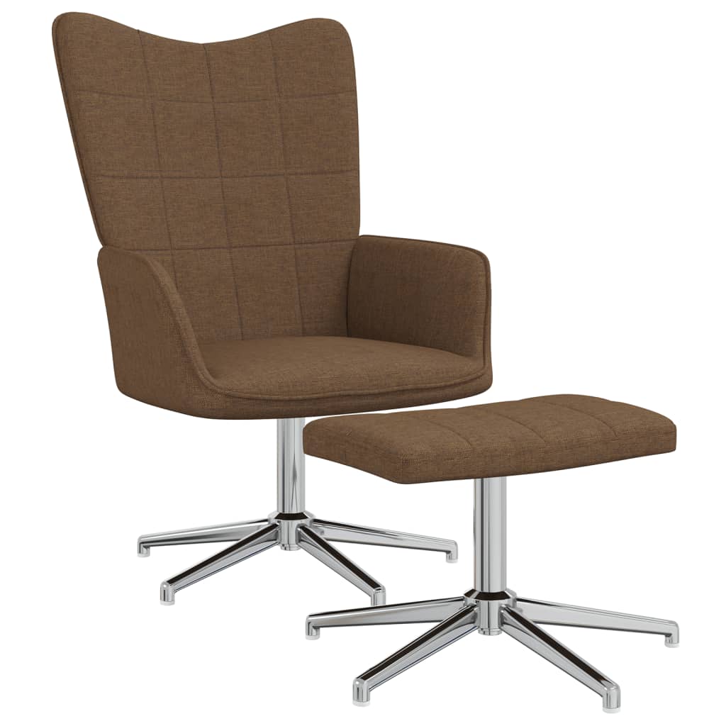 vidaXL Relaxační židle se stoličkou hnědá textil