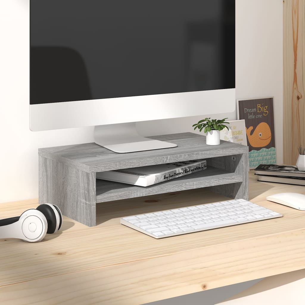 vidaXL Stojan na monitor šedý sonoma 42 x 24 x 13 cm kompozitní dřevo