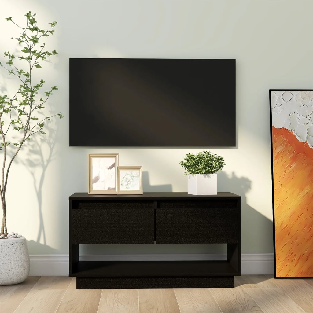 vidaXL TV skříňka černá 74 x 34 x 40 cm masivní borové dřevo