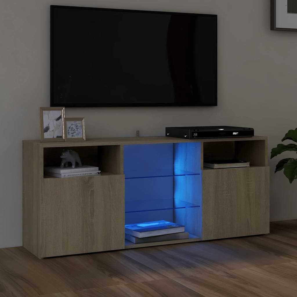 vidaXL TV skříňka s LED osvětlením dub sonoma 120 x 30 x 50 cm