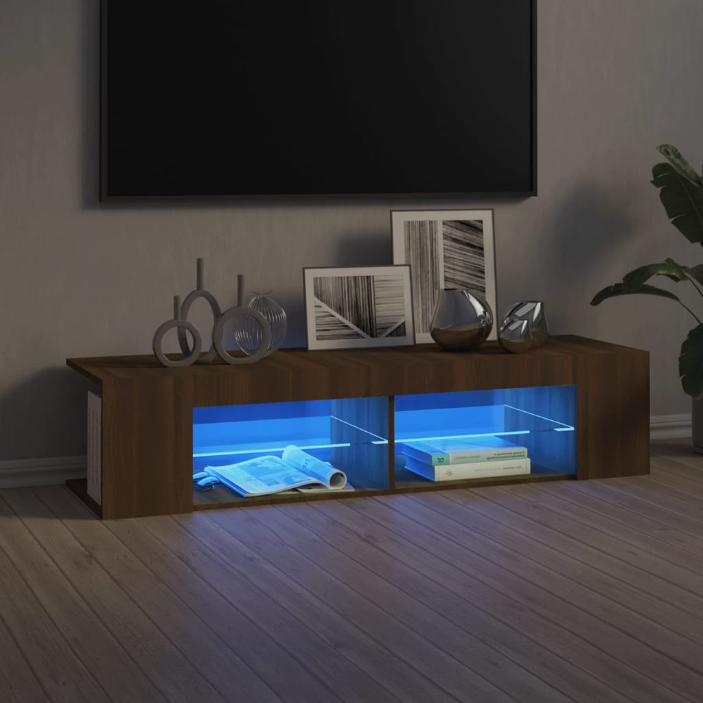 vidaXL TV skříňka s LED osvětlením hnědý dub 135 x 39 x 30 cm