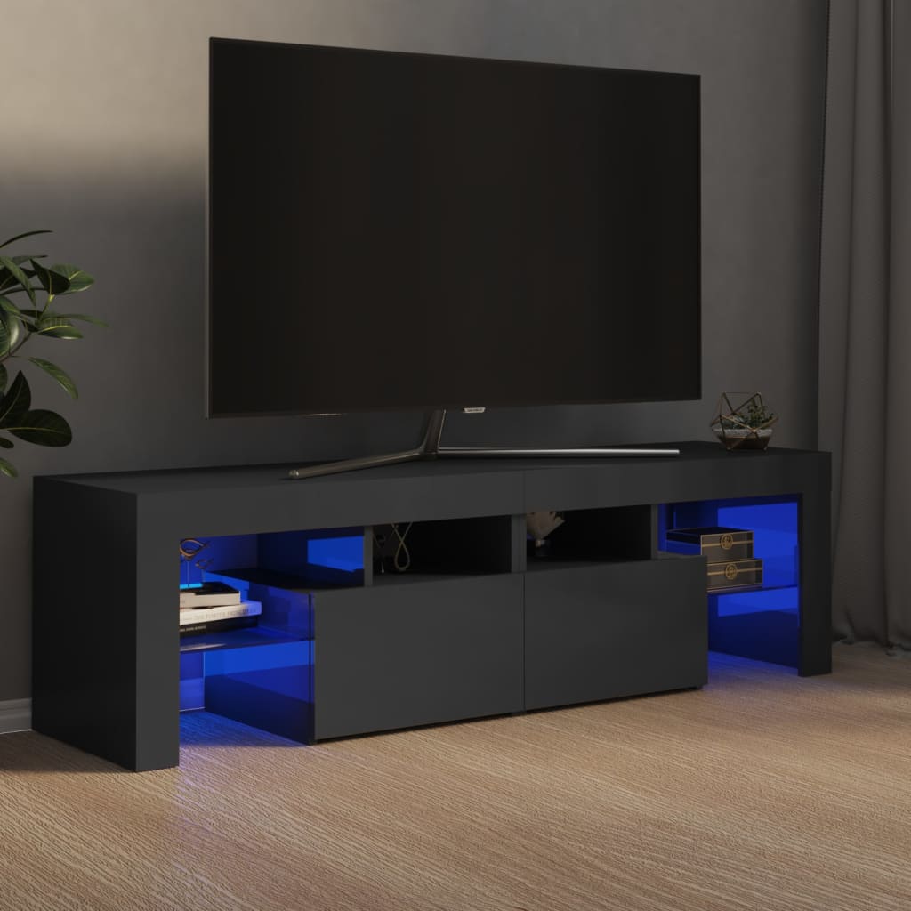 vidaXL TV skříňka s LED osvětlením šedá vysoký lesk 150 x 36