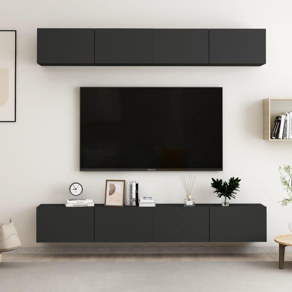 vidaXL TV skříňky 4 ks černé 100 x 30 x 30 cm dřevotříska