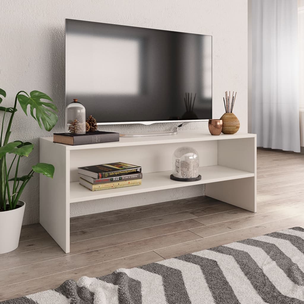 vidaXL TV stolek bílý 100 x 40 x 40 cm dřevotříska