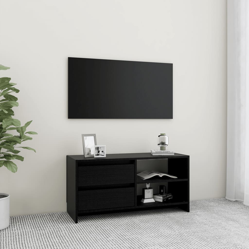 vidaXL TV stolek černý 80 x 31 x 39 cm masivní borové dřevo
