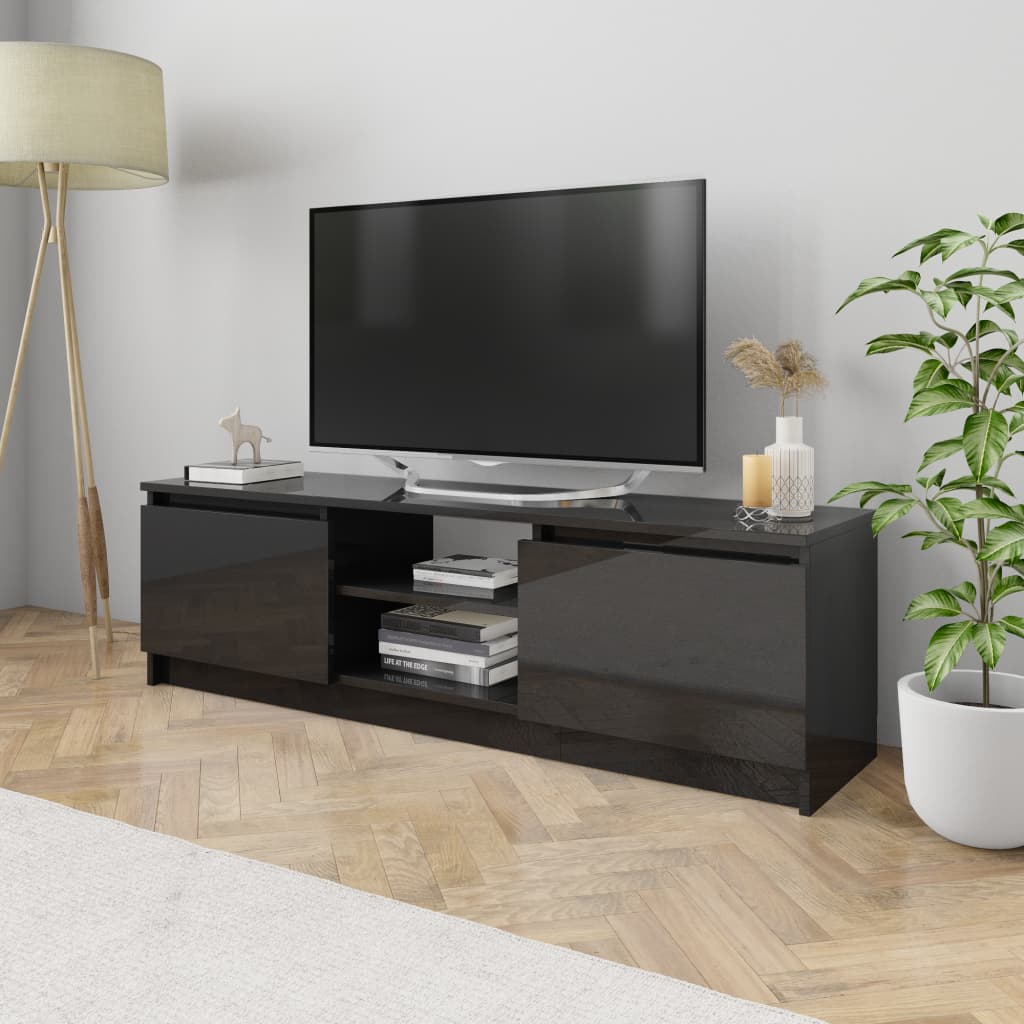 vidaXL TV stolek černý s vysokým leskem 120 x 30 x 35