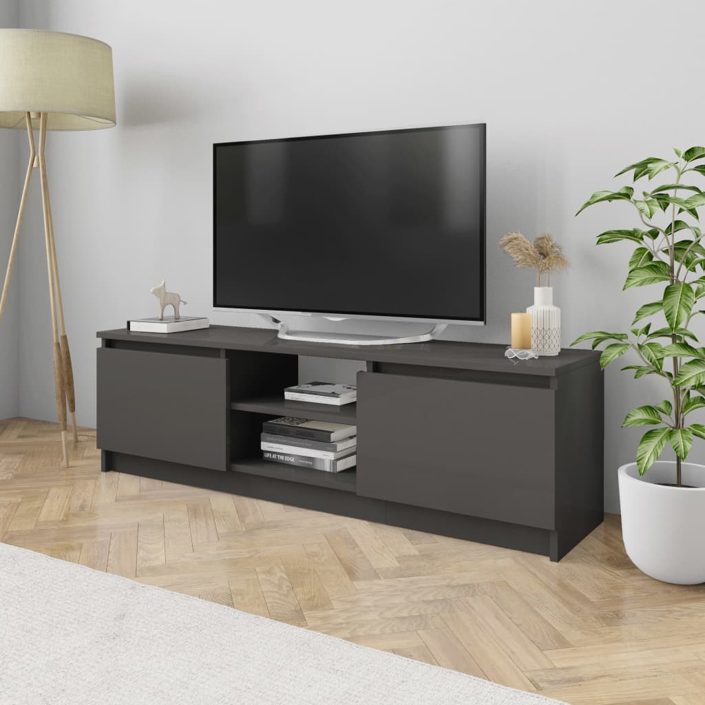 vidaXL TV stolek šedý s vysokým leskem 120 x 30 x 35