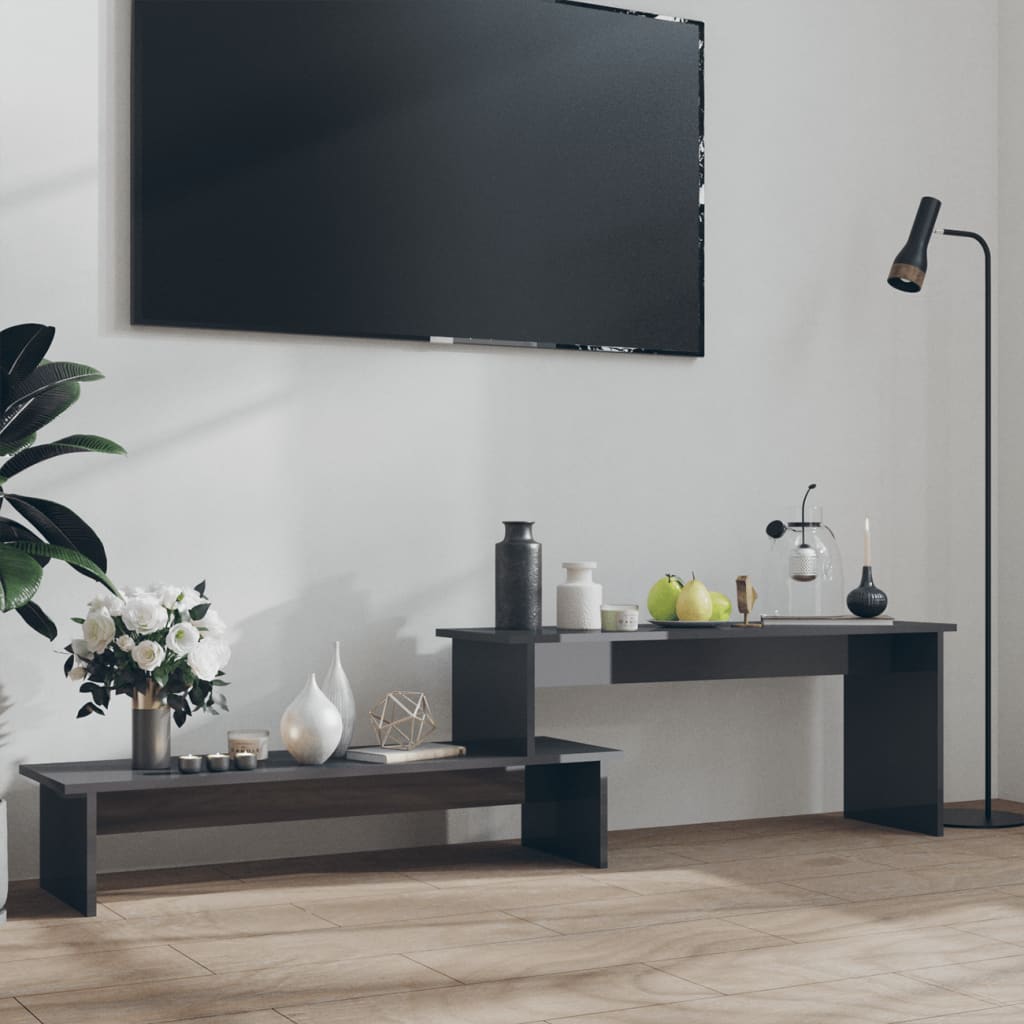 vidaXL TV stolek šedý s vysokým leskem 180 x 30 x 43 cm dřevotříska