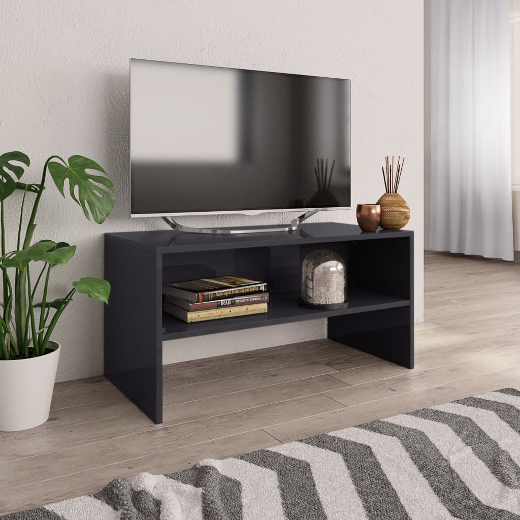 vidaXL TV stolek šedý s vysokým leskem 80 x 40 x 40 cm dřevotříska