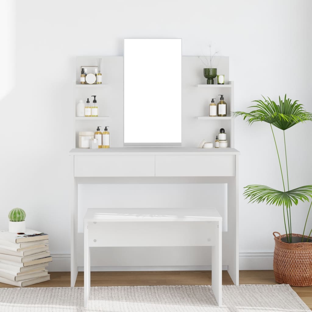 vidaXL Toaletní stolek se zrcadlem bílý 96 x 40 x 142 cm