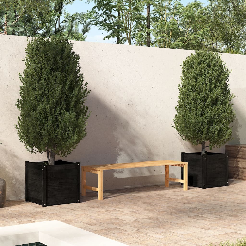vidaXL Zahradní truhlíky 2 ks černé 50 x 50 x 50 cm masivní borovice