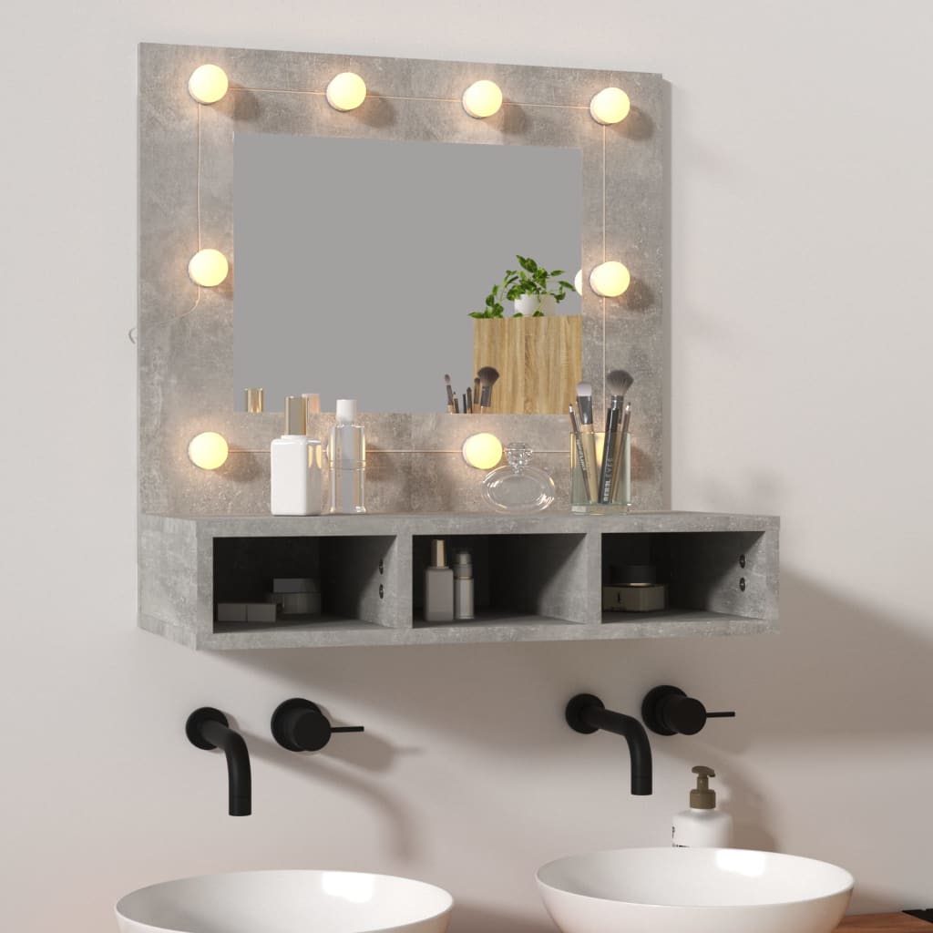 vidaXL Zrcadlová skříňka s LED betonově šedá 60 x 31