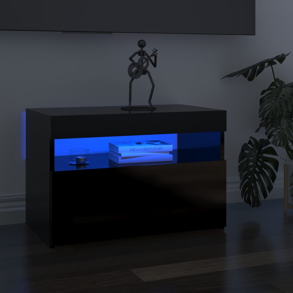 vidaXL TV skříňka s LED osvětlením černá s vysokým leskem 60x35x40 cm