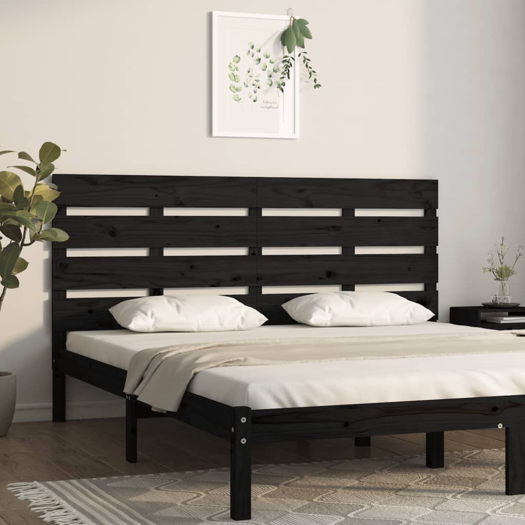vidaXL Čelo postele černé 135 x 3 x 80 cm masivní borovice