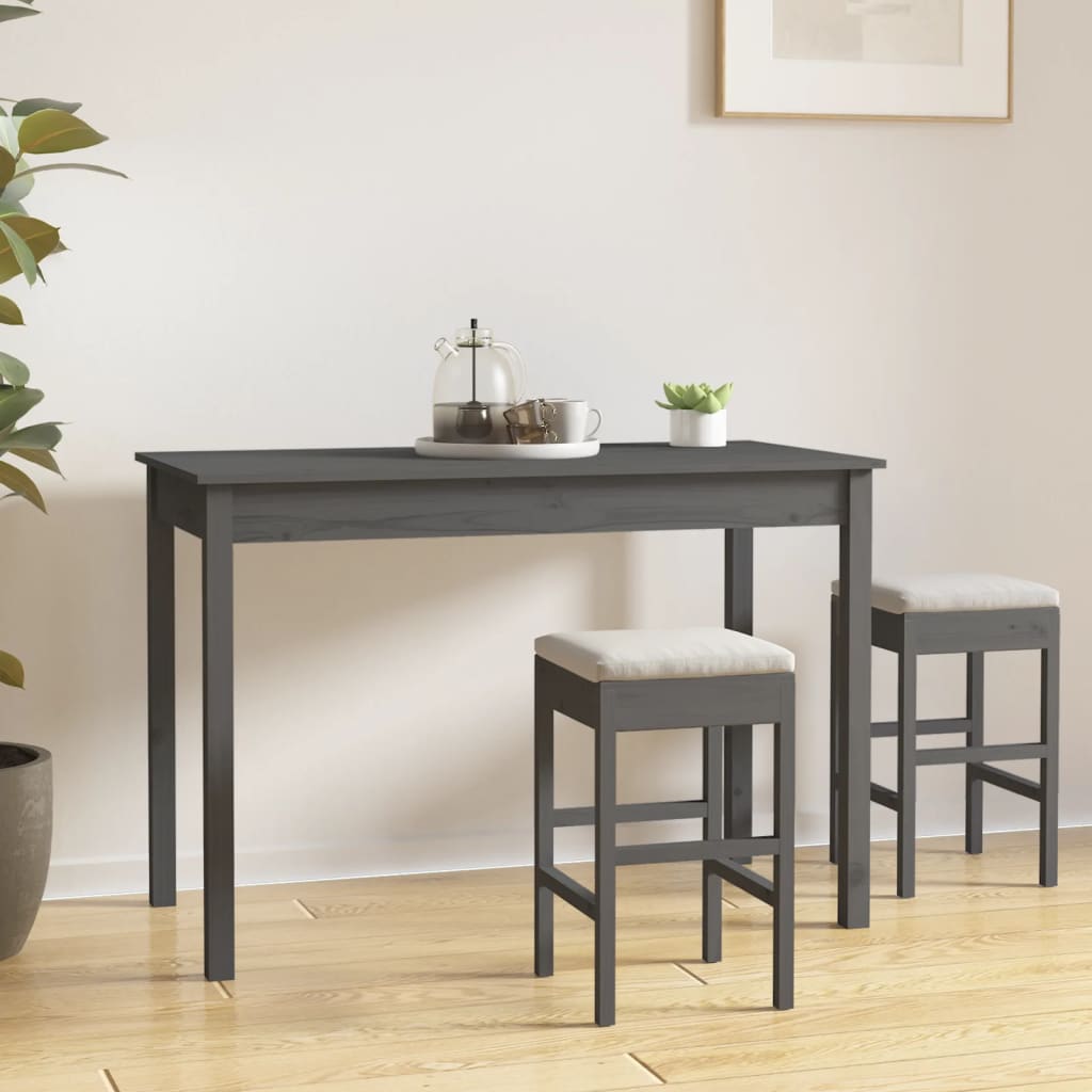 vidaXL Jídelní stůl šedý 110 x 55 x 75 cm masivní borové dřevo