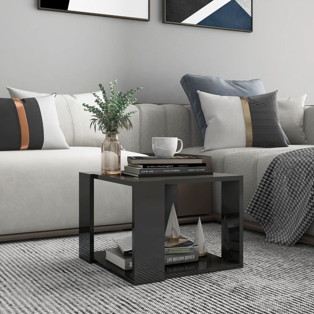 vidaXL Konferenční stolek šedý s leskem 40x40x30 cm kompozitní dřevo