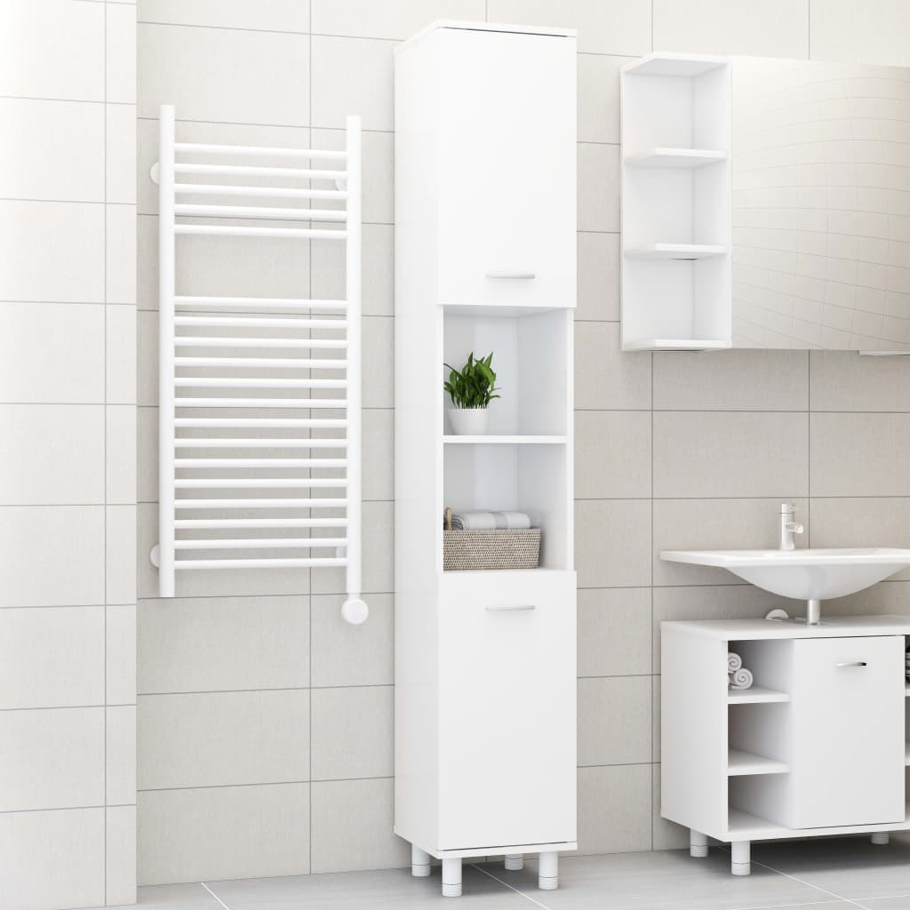 vidaXL Koupelnová skříňka bílá vysoký lesk 30x30x179 cm dřevotříska